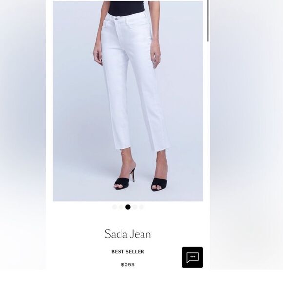 NWT L'AGENCE Sada High Rise Cropped Straight Jeans in Blanc Women's Size 24 - Picture 7 of 7